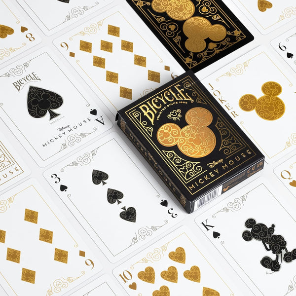 Bicycle Disney Mickey Mouse Black and Gold Playing Cards with Hot-Stamped Gold Foil
