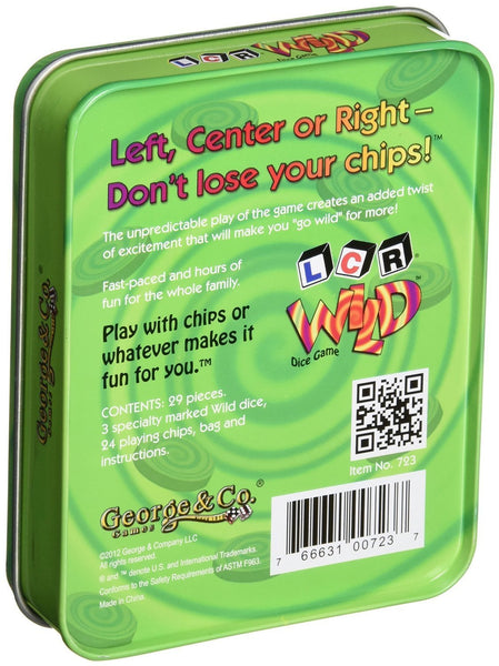 LCR Wild Dice Game - Left Center Right, Wild and Unpredictable Play, 3+ Players Ages 8+