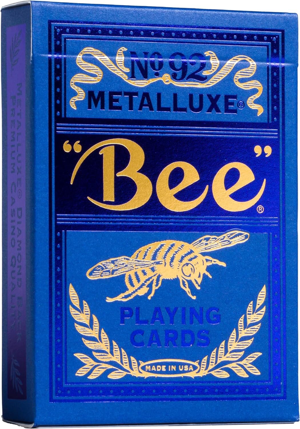 Bee Metalluxe Premium Playing Cards - Blue Foil Diamond Back, Poker Size Standard Index