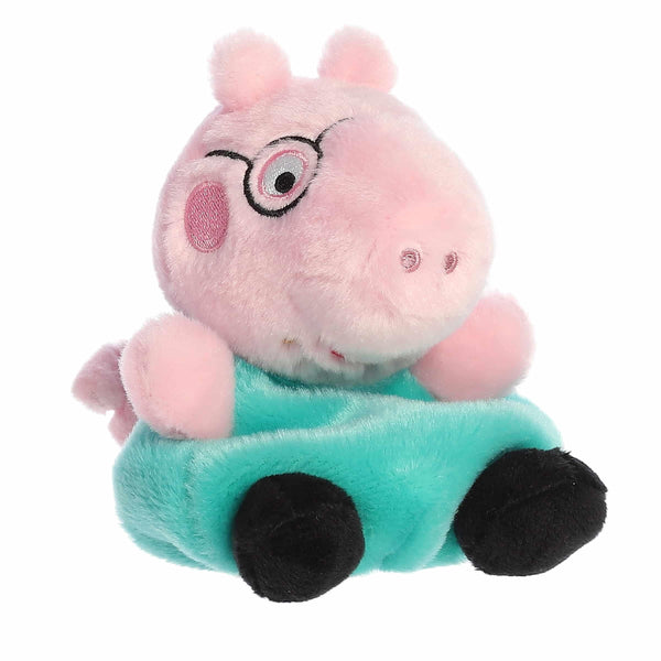 Aurora® Playful Peppa Pig™ Daddy Pig Palm Pals™ Stuffed Animal - Officially Licensed Toys for All Fans - Perfect for Birthdays, Adults and Kids All Ages - Pink 4 Inches