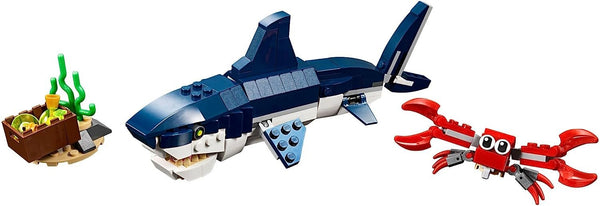 LEGO Creator 3 in 1 Deep Sea Creatures, Transforms from Shark and Crab to Squid to Angler Fish, Sea Animal Toys, Gifts for 7 Plus Year Old Girls and Boys, 31088