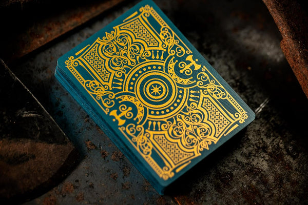 Kings Wild Project Battle Axe Luxury Playing Cards - Special Edition Blue Gilded, Poker Size, Custom Index, Numbered Collectible Deck