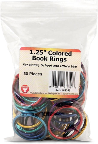 Hygloss Products, Inc 1.25" silver 12-pk Hygloss Products Book 1-1/4 Inch Assorted Colored Steel Binder Rings, 12 Pack, 1 1