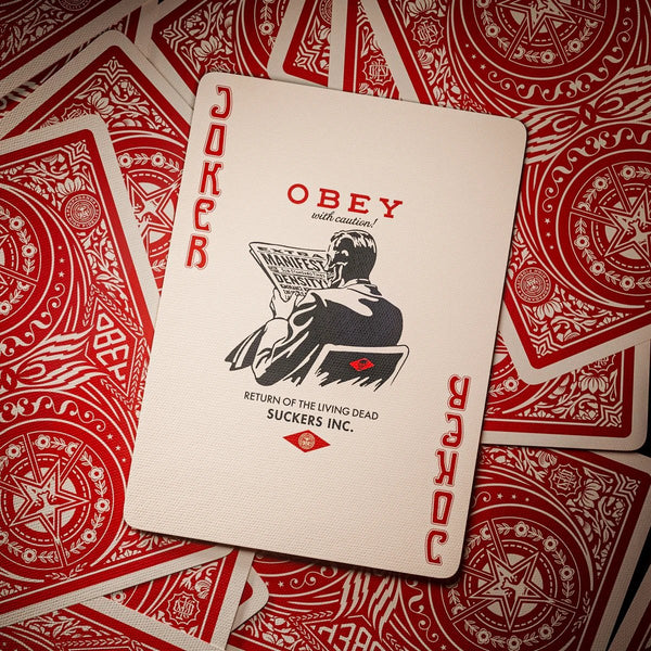 theory11 OBEY Red Edition Premium Playing Cards, Poker Size Standard Index