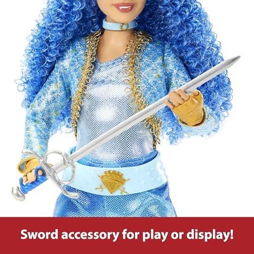 Mattel Disney Descendants: The Rise of Red Fashion Doll & Accessory - Princess Chloe Charming, Daughter of Cinderella with Movie-Inspired Clothes & Sword, Ages 4+