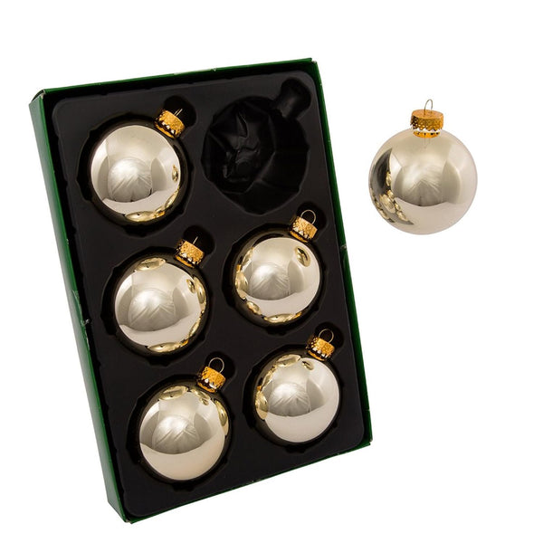 Kurt S. Adler 65MM Glass Shiny Gold Ball Ornaments, 6-Piece Box