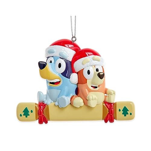 Kurt Adler BL2231 Festive Bluey & Bingo Blue and Red 3 Inch Resin Hanging Christmas Decoration Ornament
