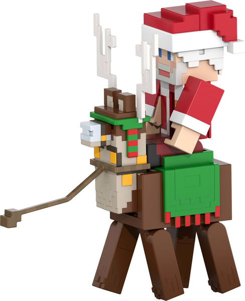 Mattel Minecraft Advent Calendar, 3 3.25-in Scale Action Figures including Santa, 17 Accessories & 4 Stickers, Pixelated Design