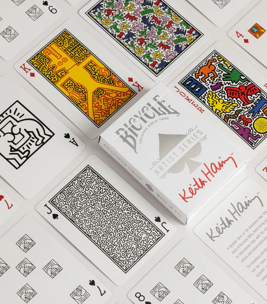 Bicycle Artist Series Keith Haring Playing Cards Box Set, 2 Deck Collectible Poker Card Set with Book-Style Gift Box, Red/Blue