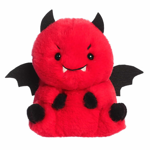 Aurora® Spooky Rolly Pet™ Danny Devil™ Stuffed Animal - Compact Size for On-The-Go Fun - Perfect for Halloween Decorations and Gifts - Red 5 Inches
