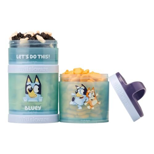 Whiskware Bluey Snack Stacks - Portable, Stackable, Secure and Convenient Twist ‘n Lock Snacking Containers, 3-Pack