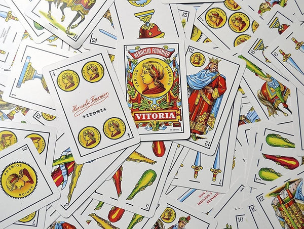 Heraclio Fournier No. 1 Spanish Playing Cards, 2 Deck Set, 40-Card Baraja Española for Mus, Brisca, Tute & Truco (1 Blue & 1 Red Decks)