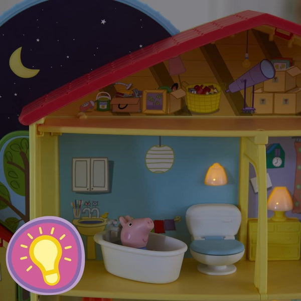 Peppa Pig Playtime to Bedtime House Toy - 3-Story, 5-Room Playset with Lights, Sounds & 3 Figures, Ages 3+