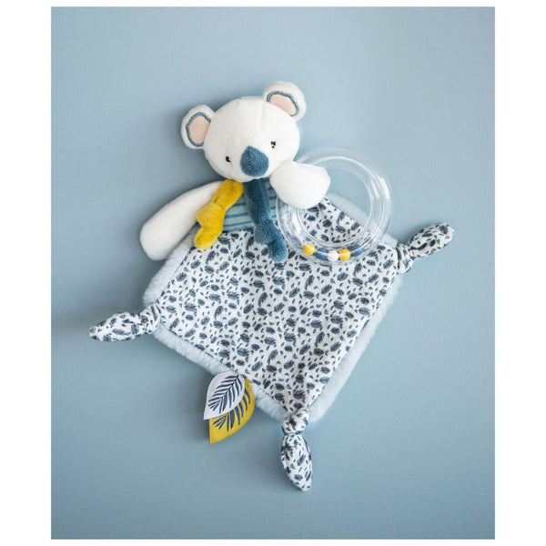 Doudou et Compagnie Yoca the Koala Blanket with Rattle in Gift Box - 22 cm Baby Comforter & Educational Soft Toy - Ideal Newborn Gift for Baby Boy or Girl (DC3666)