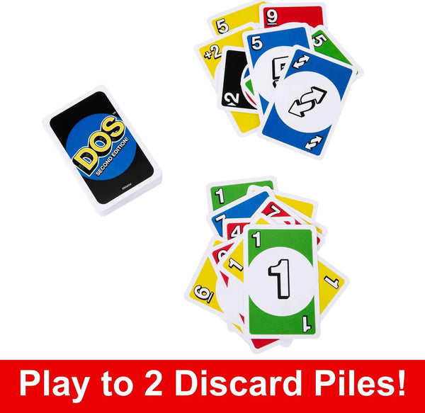 Mattel Games DOS Second Edition Uno Card Game with Updated Rules, HNN01, 2-4 Players Ages 7+