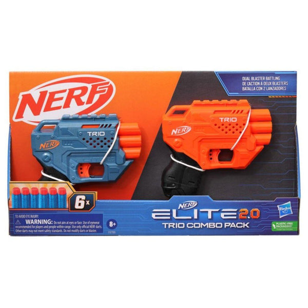 Nerf Elite 2.0 Trio Combo Pack, 2 Foam Dart Blasters, 6 Darts, Ages 8+