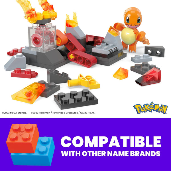 MEGA Pokémon Charmander's Fire-Type Spin Building Toys Set with 81 Pieces, 1 Poseable Character and Motion, Ages 6+
