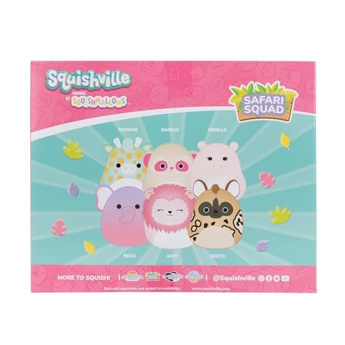 Squishville SQM0508 Safari Squad, Super Soft Mini Squishmallows, 2" Plush Figures, Pack of 6