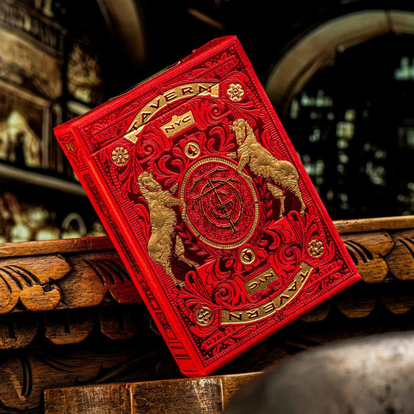 theory11 Tavern on the Green: Red Edition Premium Playing Cards, Poker Size Standard Index