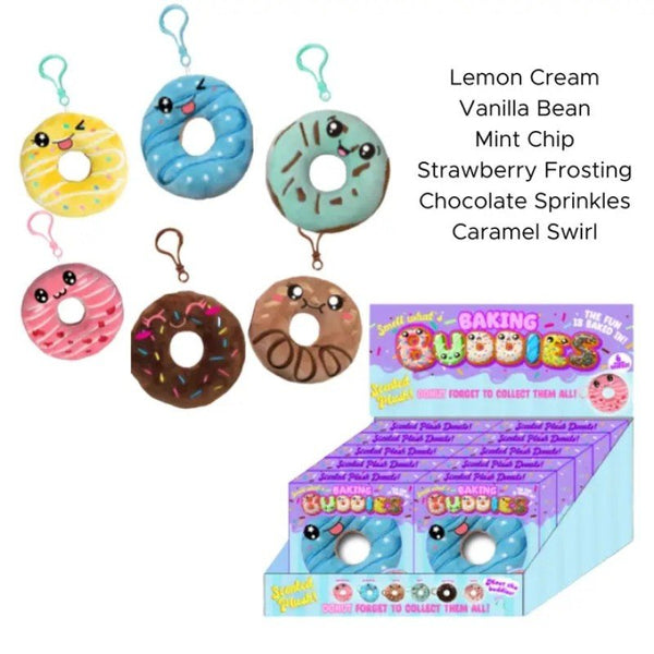 Kalan Baking Buddies Mint Chip Donut Scented Plush Bag Clip – Cute Clip-On Keychain, Soft Donut Plushie with Sweet Mint Aroma – Collectible Accessory for Kids & Teens