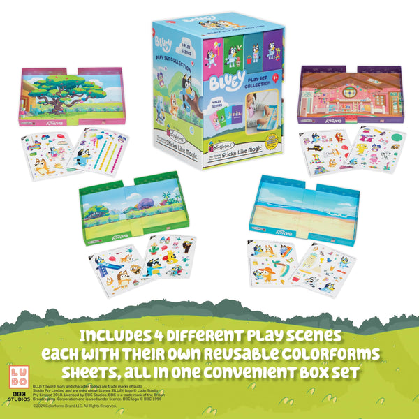 Colorforms Bluey Stickers Play Set Collection - Stickers for Kids, Bluey Toys, Toddler Sticker Book, 4 Play Scenes with Repositionable Stickers, Toddler Stickers, for Boys and Girls, Ages 3+