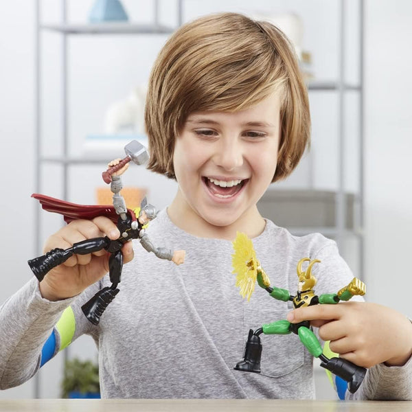 Avengers Marvel Bend and Flex Thor Vs. Loki Action Figure Toys, 6-Inch Flexible Figures, Includes 2 Accessories, Ages 4 and Up