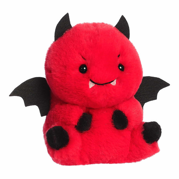 Aurora® Spooky Rolly Pet™ Danny Devil™ Stuffed Animal - Compact Size for On-The-Go Fun - Perfect for Halloween Decorations and Gifts - Red 5 Inches