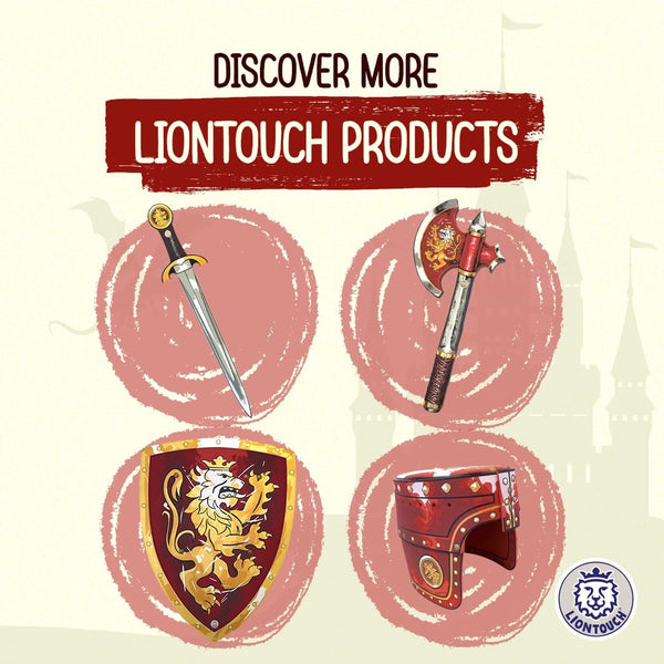 Liontouch - Noble Knight Cape for Boys, Red | Age 3-8 Years - One Size Fits All | Medieval Pretend Play Toy Cloak for Kids | Dress Up, Fancy Dresses, Cosplay & Royal Knight Costume Accessory