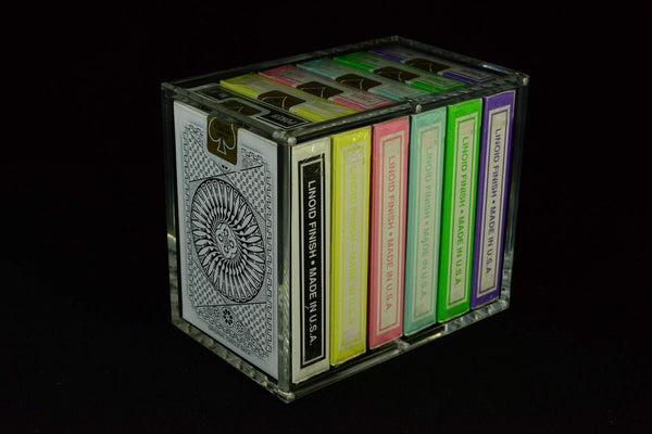 Carat X6 Clear Acrylic Half Brick Playing Card Deck Case, Magnetic 6 Deck Storage Display Holder for Collectible Poker Cards
