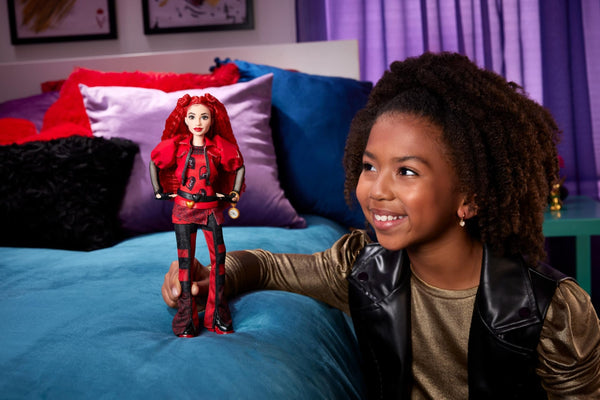 Mattel Disney Descendants: The Rise of Red Fashion Doll & Accessory - Red, Daughter of Queen of Hearts with Movie-Inspired Clothes & Pocket Watch, Ages 4+