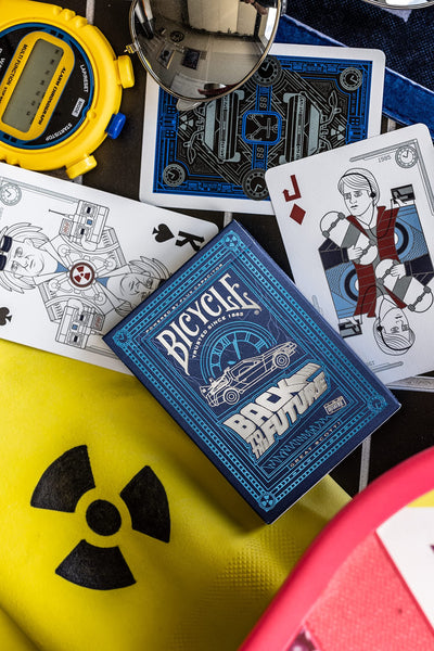Bicycle Back To The Future Playing Cards, Premium Metallic Foil, Poker Size, Blue