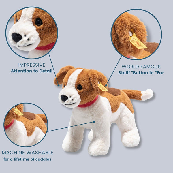 Steiff Snuffy Dog, Premium Dog Stuffed Animal, Dog Toys, Stuffed Dog, Dog Plush, Cute Plushies, Plushy Toy for Girls Boys and Kids, Soft Cuddly Friends (Rust/White, 11")