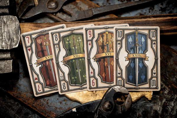 Kings Wild Project Oakeshott Luxury Playing Cards – Standard Edition, Poker Size, Custom Index, The Art of the Blade Medieval Sword Collectible Deck