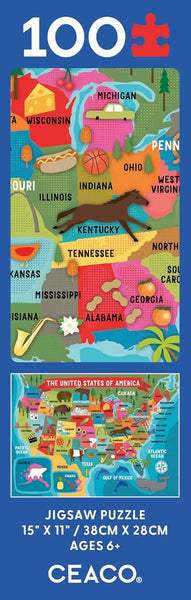 Ceaco - USA Map - 100 Piece Jigsaw Puzzle