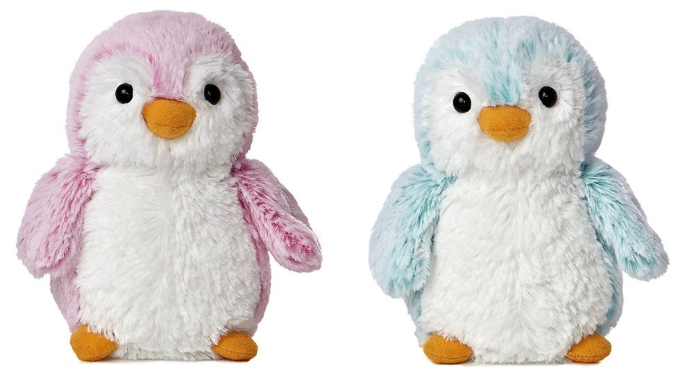 Aurora PomPom Mini Penguin Plush Bundle - Set of 2 (6-Inch Blue & Pink) Soft & Fluffy Penguin Stuffed Animals | Pom Pom Penguin Collection | Ideal Gift for Kids, Toddlers & Penguins Lovers
