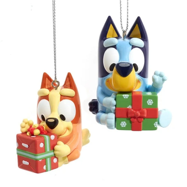 Kurt S. Adler Bluey & Bingo Christmas Ornament Set of 2 – Officially Licensed Puppy Dog Cartoon Character Holiday Tree Hanging Decor