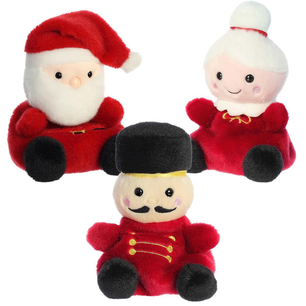 Aurora Palm Pals 5" Christmas Plush Set of 3: Santa, Marius Nutcracker, and Mrs. Claus…