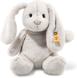 Steiff Hoppie Rabbit, Premium Rabbit Stuffed Animal, Rabbit Toys, Stuffed Rabbit, Rabbit Plush, Cute Plushies, Plushy Toy for Girls Boys and Kids, Soft Cuddly Friends (Light Grey, 11")