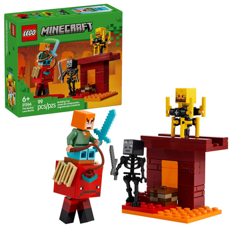 LEGO Minecraft The Nether Lava Battle Toy and Playset - Building Minecraft Toy for Kids, Ages 6+ - Alex, Wither Skeleton, Blaze and Strider Figures for Pretend Play - Gift Idea for Birthdays - 21266