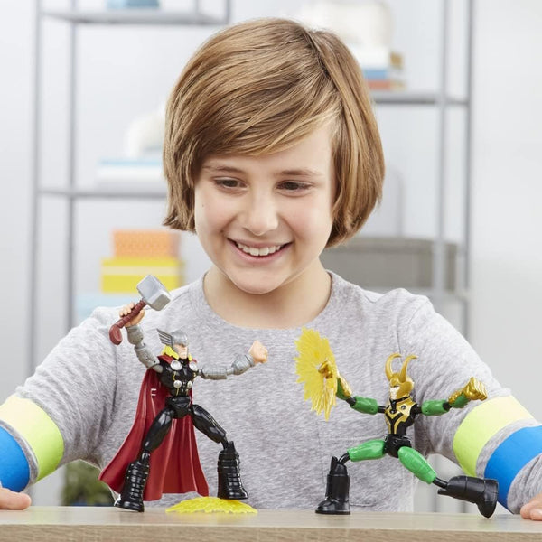 Avengers Marvel Bend and Flex Thor Vs. Loki Action Figure Toys, 6-Inch Flexible Figures, Includes 2 Accessories, Ages 4 and Up