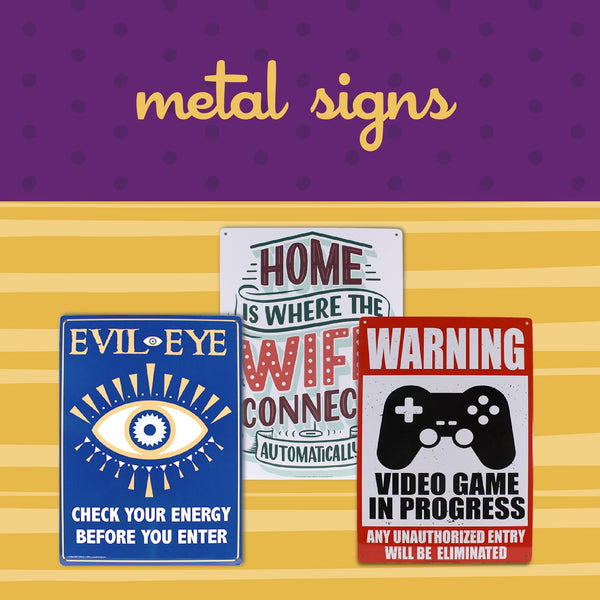 Stay Safe Keep Out of Room Metal Sign - Fun Tin Signs for Man Cave - Metal Dorm Room Decorations, Garage Signs, and Man Cave Signs
