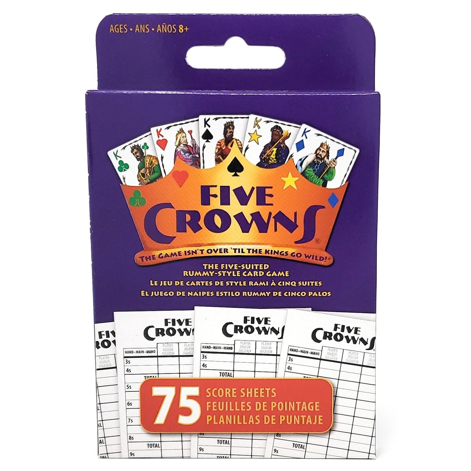 PlayMonster - Five Crowns Scorepad - 75 Page 2-Sided Card Game Replacement Score Sheets, 7 Players Ages 8+