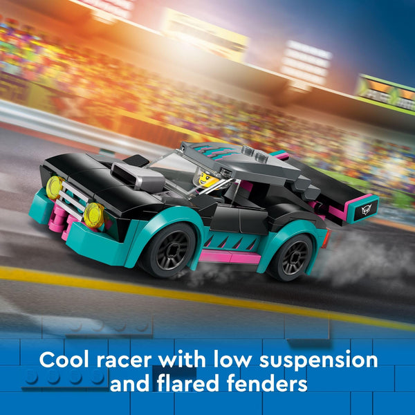 LEGO City Race Car and Car Carrier Truck Toy Playset, Vehicle Transporter with Adjustable Loading Ramp and Race Toy, Racer and Driver Minifigures, Fun Gift for Kids Ages 6 and Up, 60406