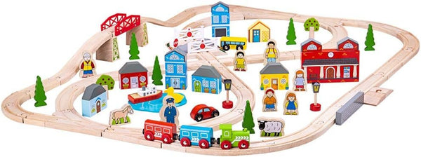 Bigjigs Rail, Town and Country Train Set, Wooden Toys, Wooden Train Set, Trains for Kids, Train Toys, Bigjigs Train, Wooden Train Track, Bigjigs Train Accessories