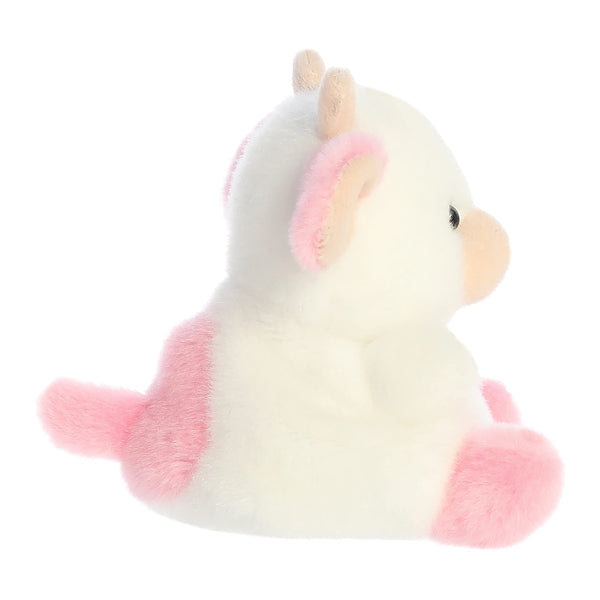 Aurora® - Palm Pals™ - 5" Belle Strawberry Cow™ Stuffed Animal - Pocket-Sized Collectible Cow Plush Toy, Soft Pink & White - 5 Inches