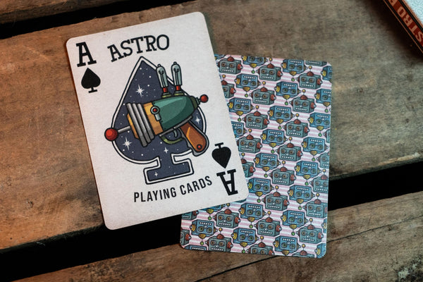 Kings Wild Project Astro Luxury Playing Cards, Poker Size, Custom Index, Retro Robots Sci-fi Inspired Collectible Deck