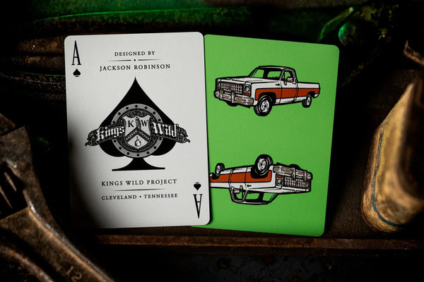 Kings Wild Project Auto Body Threads Luxury Playing Cards, Green Standard Edition, Premium Poker Size Custom Index Collectible Deck