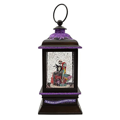 Disney Kurt Adler 9-Inch Battery-Operated Nightmare Before Christmas Jack and Sally Spinning Musical Light-Up Lantern Table Piece, No Size, Multi Color