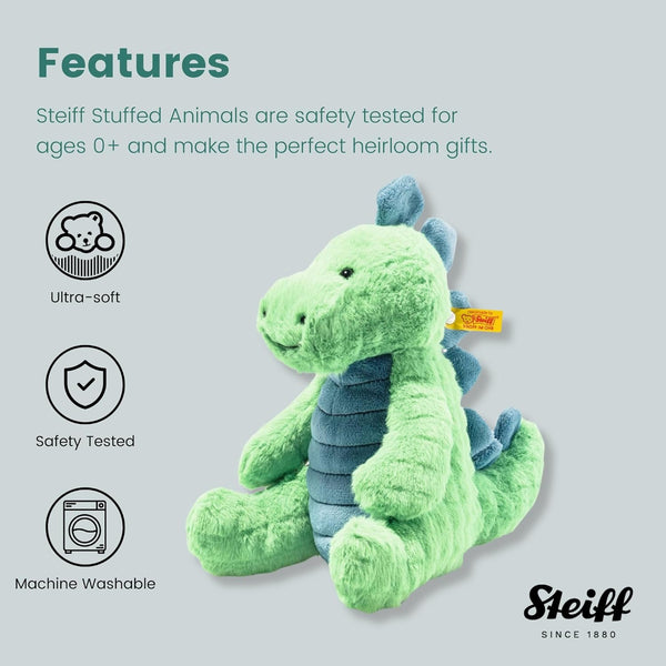 Steiff Dixi Triceratops, Premium Triceratops Stuffed Animal, Triceratops Toys, Stuffed Triceratops, Triceratops Plush, Dinosaur Stuffed Animal for Girls Boys and Kids, Soft Cuddly Friends (Blue, 11")