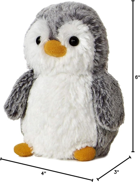 Aurora® Playful Pompom Penguin™ Mini Stuffed Animal - Vibrant Companions - Endless Fun - Gray 6 Inches